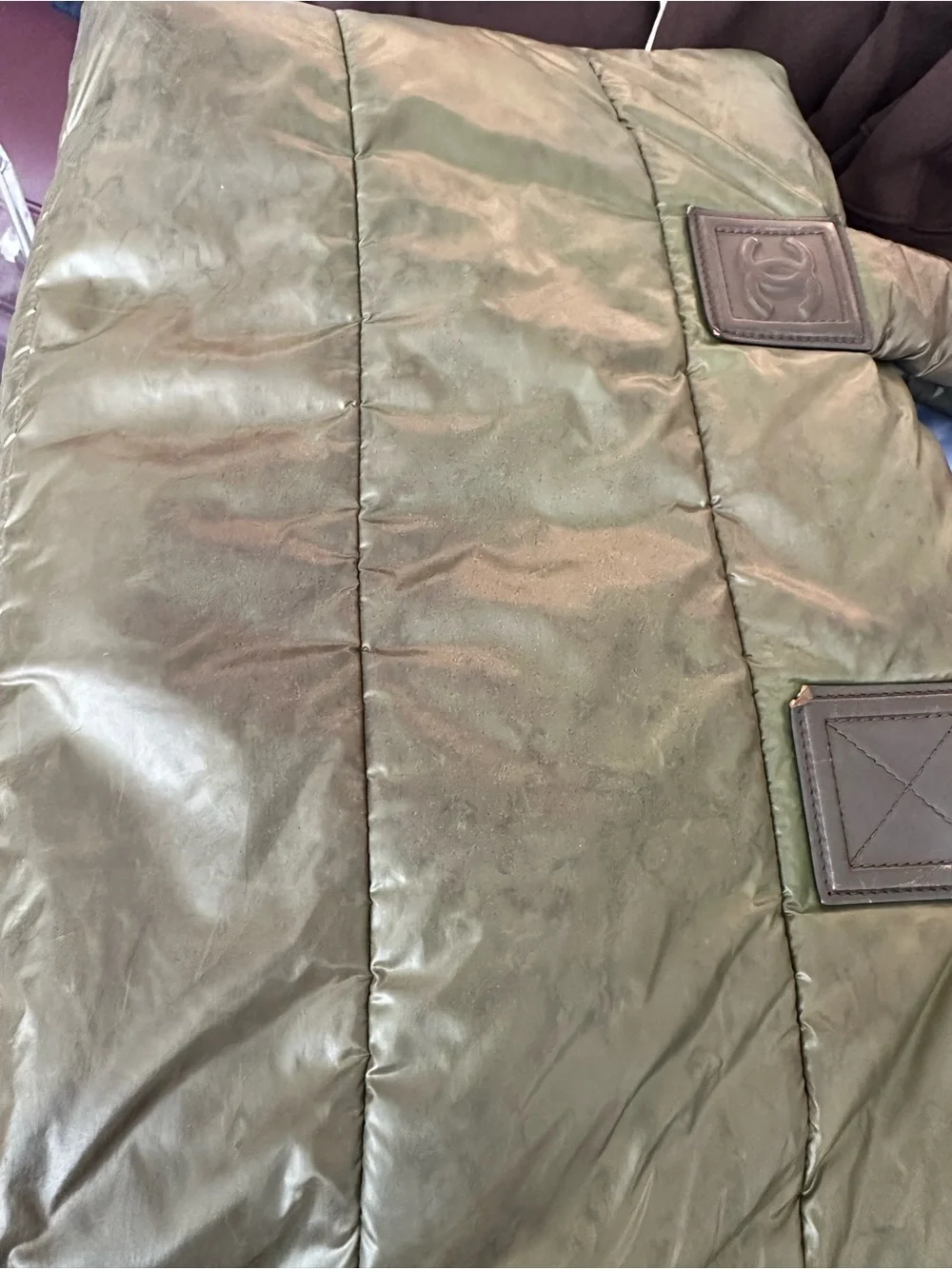 CHANEL Olive Green Cocoon Nylon Tote Bag